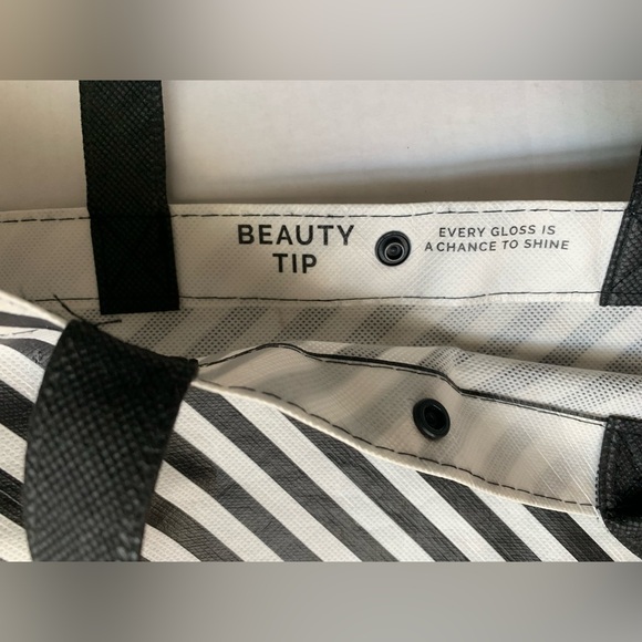 SEPHORA Reusable Shopping Tote Bag Black and White Stripe Lips - Picture 3 of 7